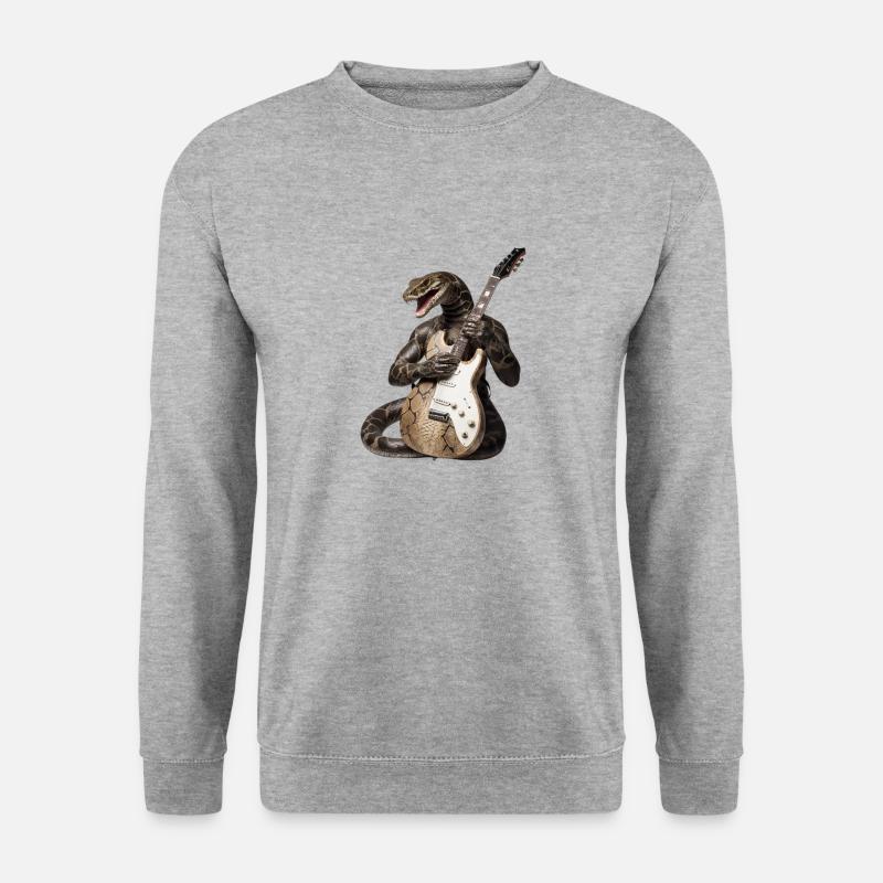 Schlangen-Gitarre - Unisex Pullover - Weißgrau meliert