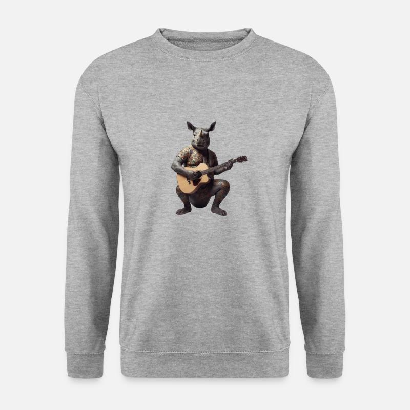 Rhinoceros Gitarre - Unisex Pullover - Weißgrau meliert