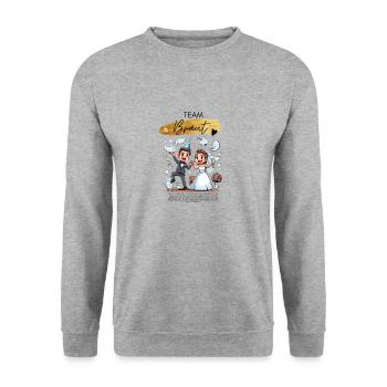 Team Bride - Unisex Pullover - Weißgrau meliert - Vorne - Alina (178cm) & Michal (187cm)