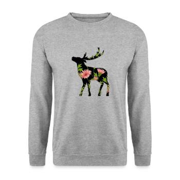 Hirsch - Unisex Pullover - Weißgrau meliert - Vorne - Alina (178cm) & Michal (187cm)