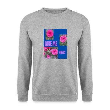 GIVE ME ROSES - Sweat-shirt Unisexe - gris chiné - Devant - Alina (178cm) & Michal (187cm)