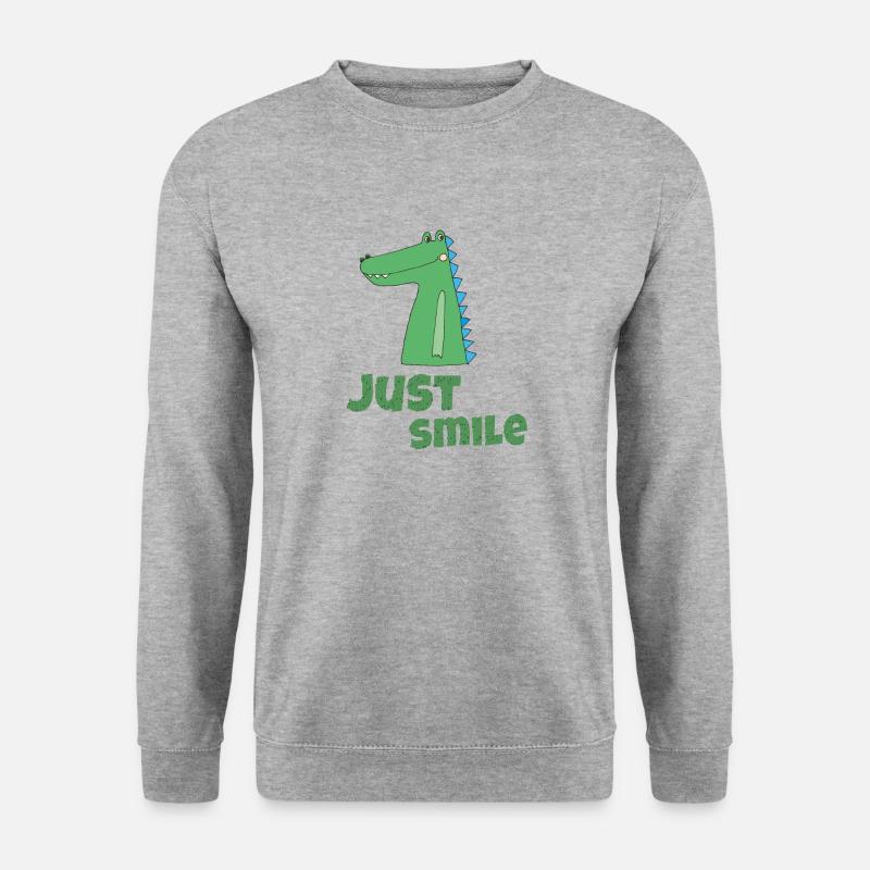 kroko just smile - Unisex Pullover - Weißgrau meliert