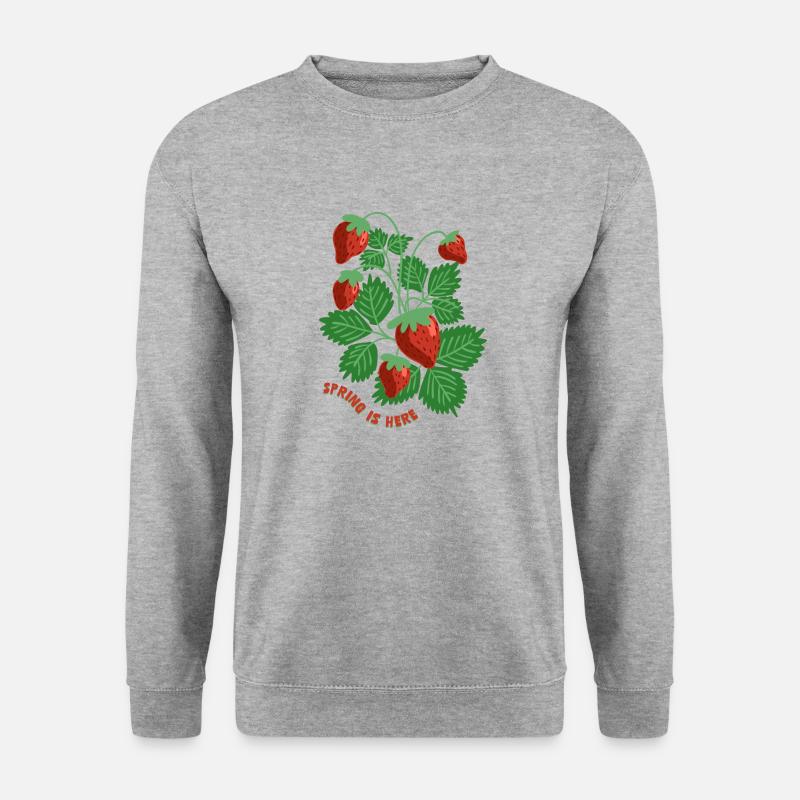 Erdbeeren - Unisex Pullover - Weißgrau meliert