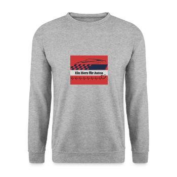 Ein Herz für Autos - Unisex Pullover - Weißgrau meliert - Vorne - Alina (178cm) & Michal (187cm)