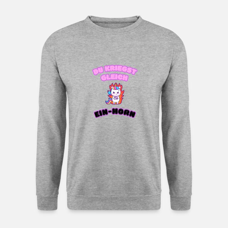 Wütendes Ein-Horn - Unisex Pullover - Weißgrau meliert