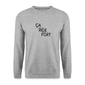 Ça ride fort motif Noir - Sweat-shirt Unisexe - gris chiné - Devant - Alina (178cm) & Michal (187cm)