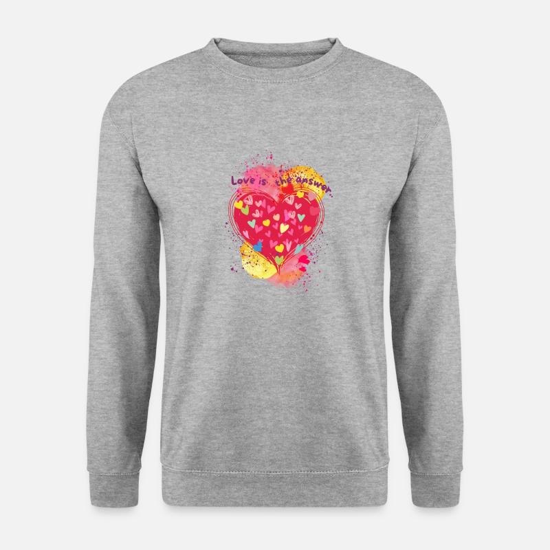 Love is the answer.. - Unisex Pullover - Weißgrau meliert