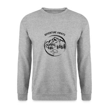Adventure awaits - Unisex Pullover - Weißgrau meliert - Vorne - Alina (178cm) & Michal (187cm)