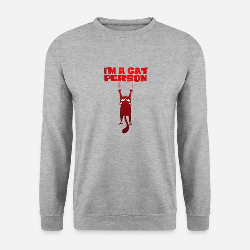 Ich bin ein Katzenmensch - Unisex Pullover - Weißgrau meliert