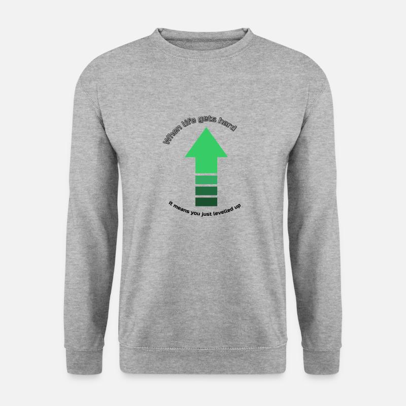 When Life Gets Hard, You Just Levelled Up - Unisex Pullover - Weißgrau meliert