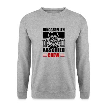Junggesellen Abschied Crew - Unisex Pullover - Weißgrau meliert - Vorne - Alina (178cm) & Michal (187cm)