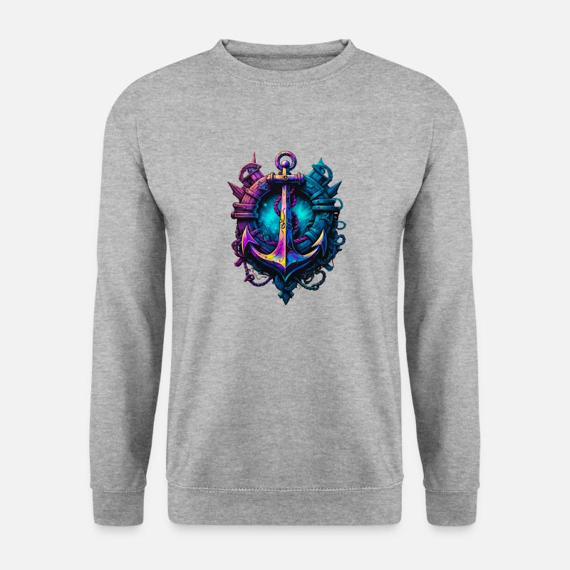 Anker - Unisex Pullover - Weißgrau meliert