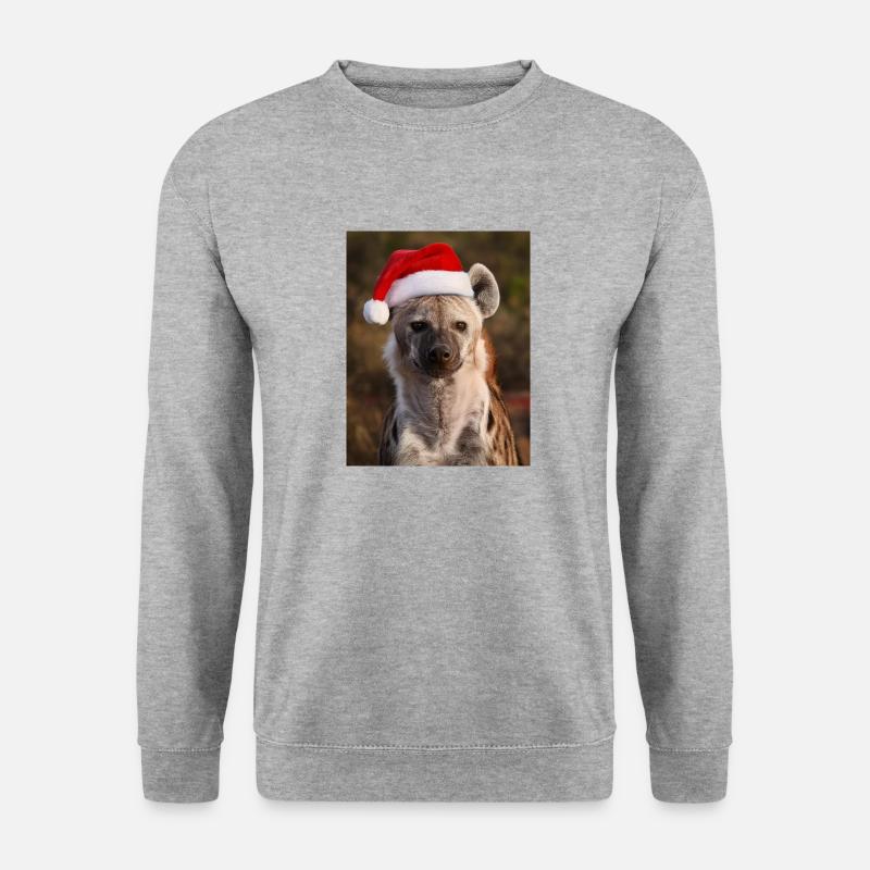 Weihnachts-Hyäne - Unisex Pullover - Weißgrau meliert