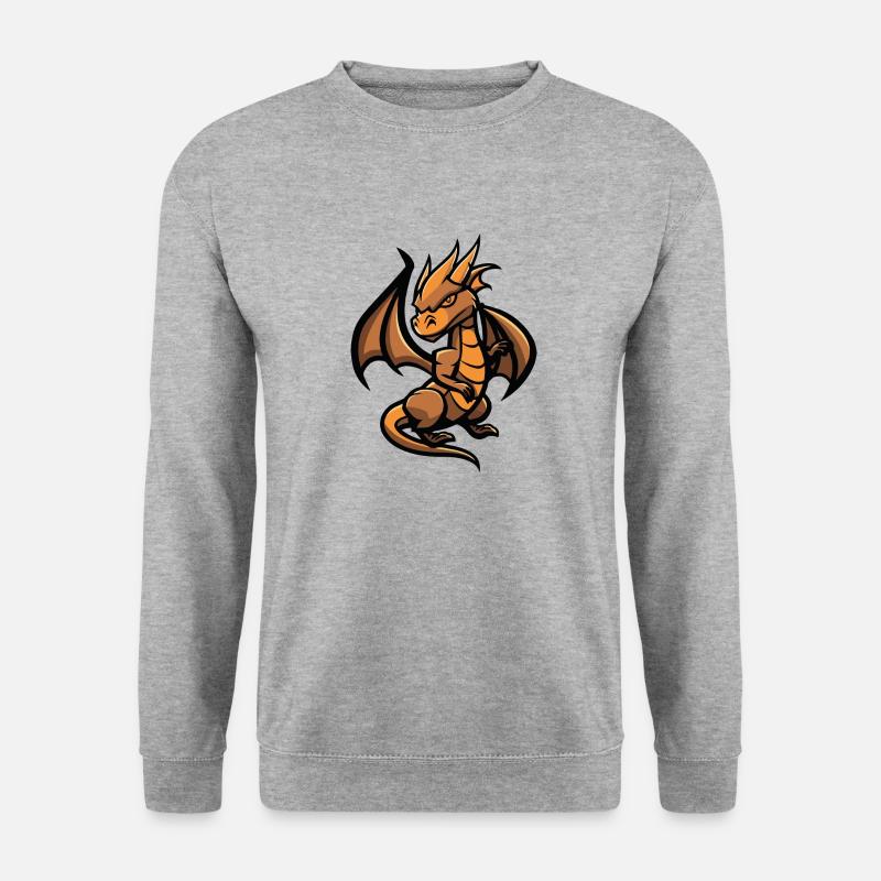 Drache Dragon - Unisex Pullover - Weißgrau meliert