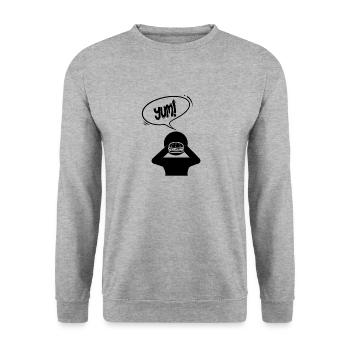 Burger Food - Unisex Pullover - Weißgrau meliert - Vorne - Alina (178cm) & Michal (187cm)