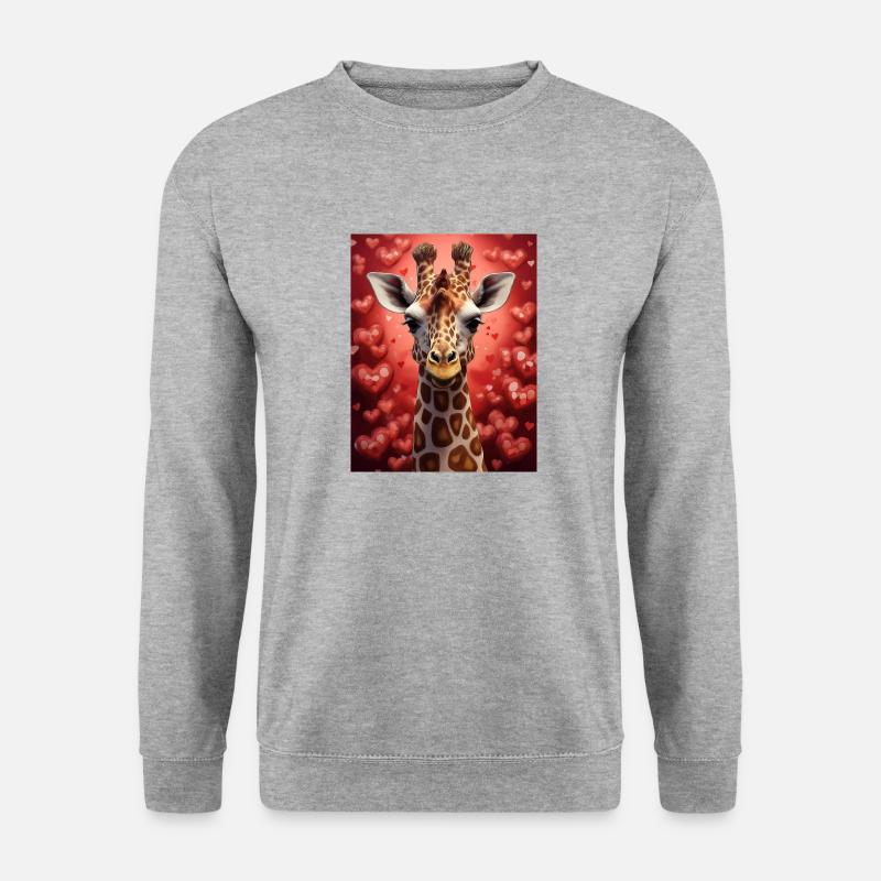 Giraffe am Valentinstag - Unisex Pullover - Weißgrau meliert