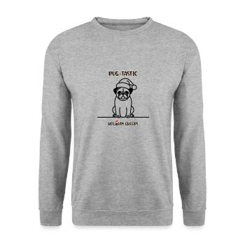 Joyeux Noël Carlin chemise design cadeau - Sweat-shirt Unisexe - gris chiné - Devant - Alina (178cm) & Michal (187cm)