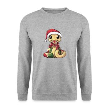 Snake Cobra Christmas - Unisex Sweatshirt - salt & pepper - Front - Alina (178cm) & Michal (187cm)