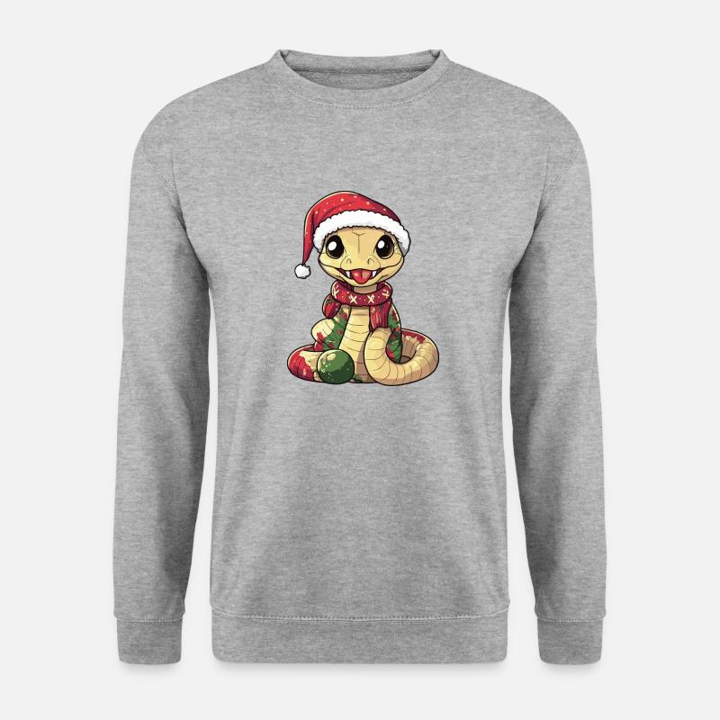 Schlange Kobra Weihnachten - Unisex Pullover - Weißgrau meliert