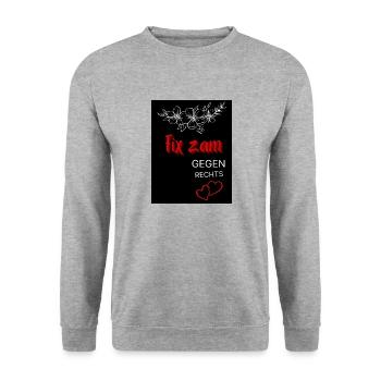 Fix gegen rechts - Sweat-shirt Unisexe - gris chiné - Devant - Alina (178cm) & Michal (187cm)