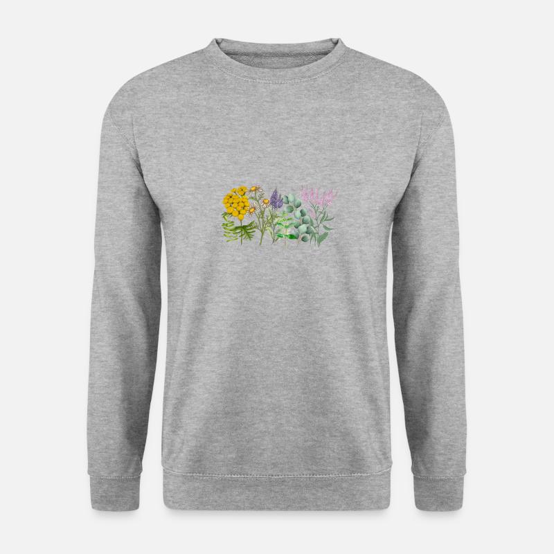 Wildblumen - Unisex Pullover - Weißgrau meliert