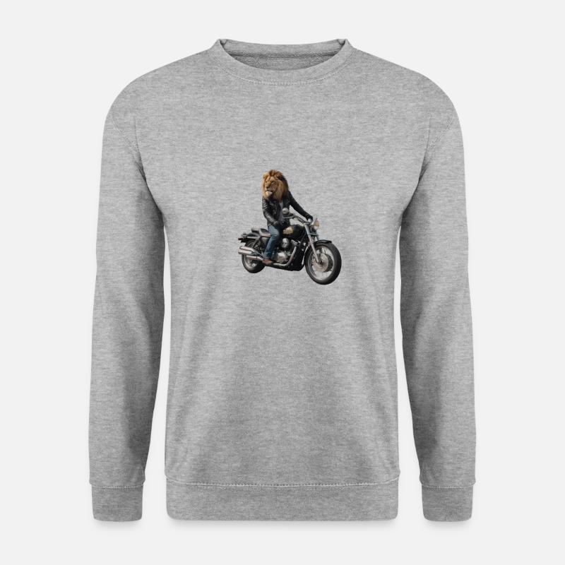 Biker-Löwe - Unisex Pullover - Weißgrau meliert