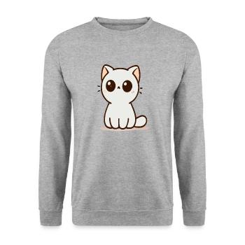 Cat - Unisex Sweatshirt - salt & pepper - Front - Alina (178cm) & Michal (187cm)