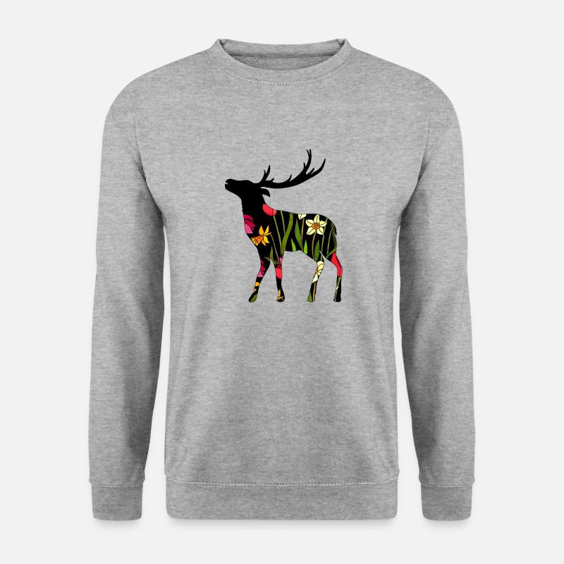 Hirsch - Unisex Pullover - Weißgrau meliert