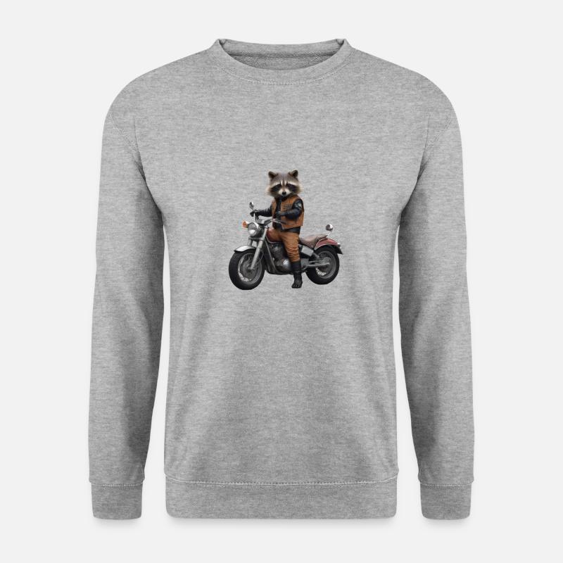 Waschbär-Biker - Unisex Pullover - Weißgrau meliert
