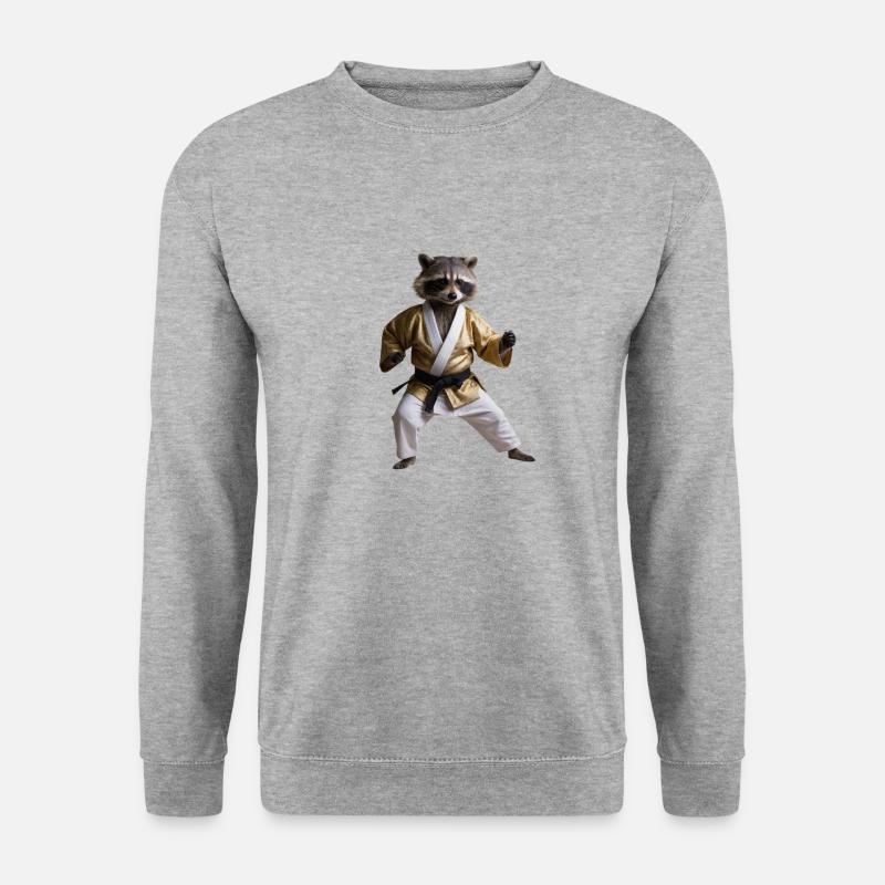 Sport-Waschbär - Unisex Pullover - Weißgrau meliert
