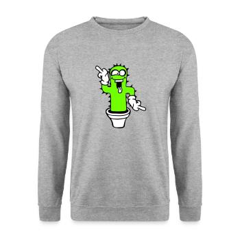 Cactus Cactus Visage Épineux Drôle Grimace - Sweat-shirt Unisexe - gris chiné - Devant - Alina (178cm) & Michal (187cm)
