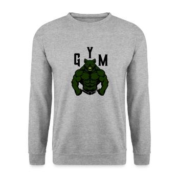 Bear Comic Gym Beast - Unisex Sweatshirt - salt & pepper - Front - Alina (178cm) & Michal (187cm)