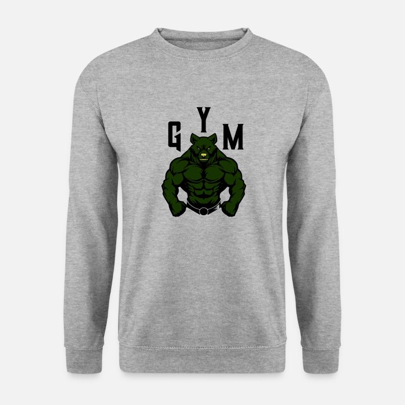 bär comic gym beast - Unisex Pullover - Weißgrau meliert