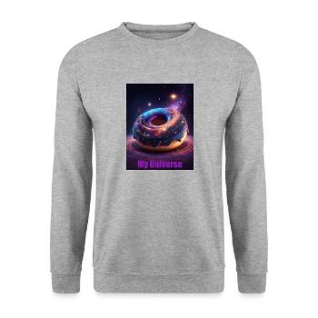 Donut universum - Unisex Pullover - Weißgrau meliert - Vorne - Alina (178cm) & Michal (187cm)