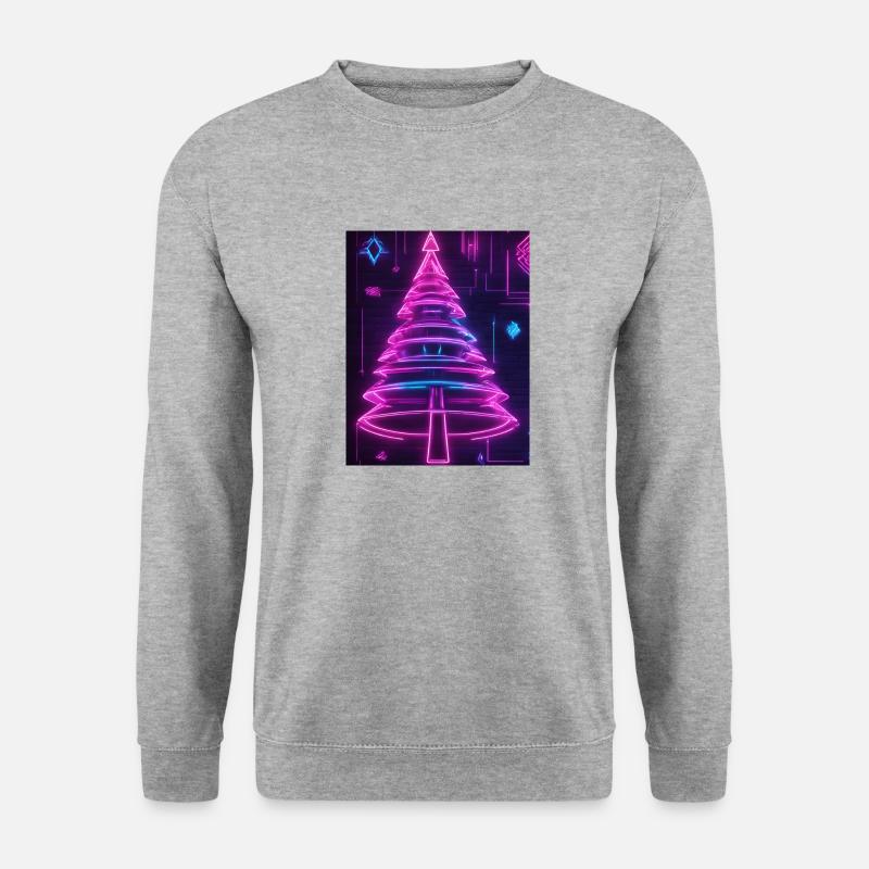 Neon-Tannenbaum im Cyberpunk-Stil 2 - Unisex Pullover - Weißgrau meliert