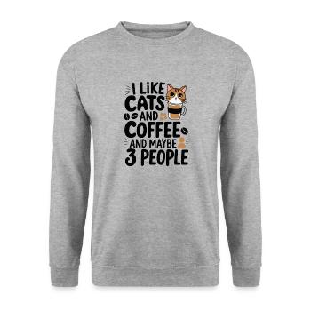 Chats Café Drôle de Déclaration - Sweat-shirt Unisexe - gris chiné - Devant - Alina (178cm) & Michal (187cm)