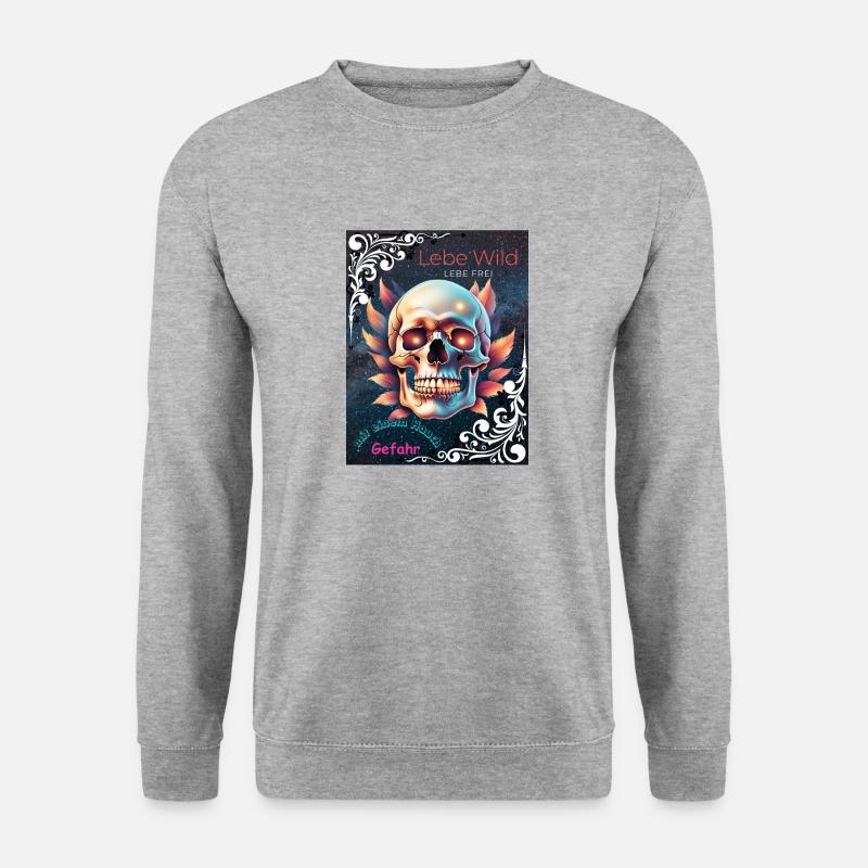 Lebe Wild, Lebe Frei - Unisex Pullover - Weißgrau meliert