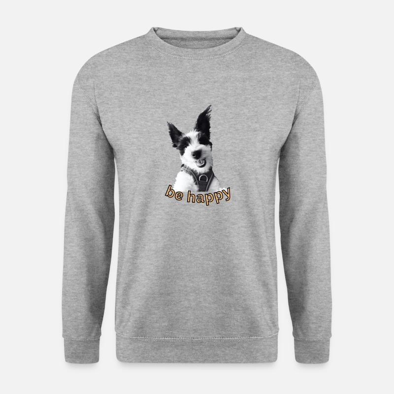Keks"be Happy" - Unisex Pullover - Weißgrau meliert