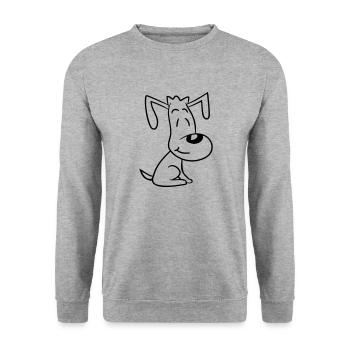 chien assis mignon petit chiot heureux animal de compagnie - Sweat-shirt Unisexe - gris chiné - Devant - Alina (178cm) & Michal (187cm)