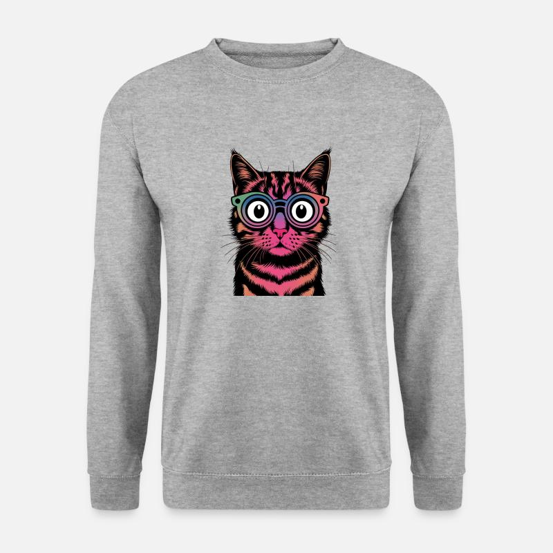 Rainbow Cat with Glasses - Unisex Sweatshirt - salt & pepper
