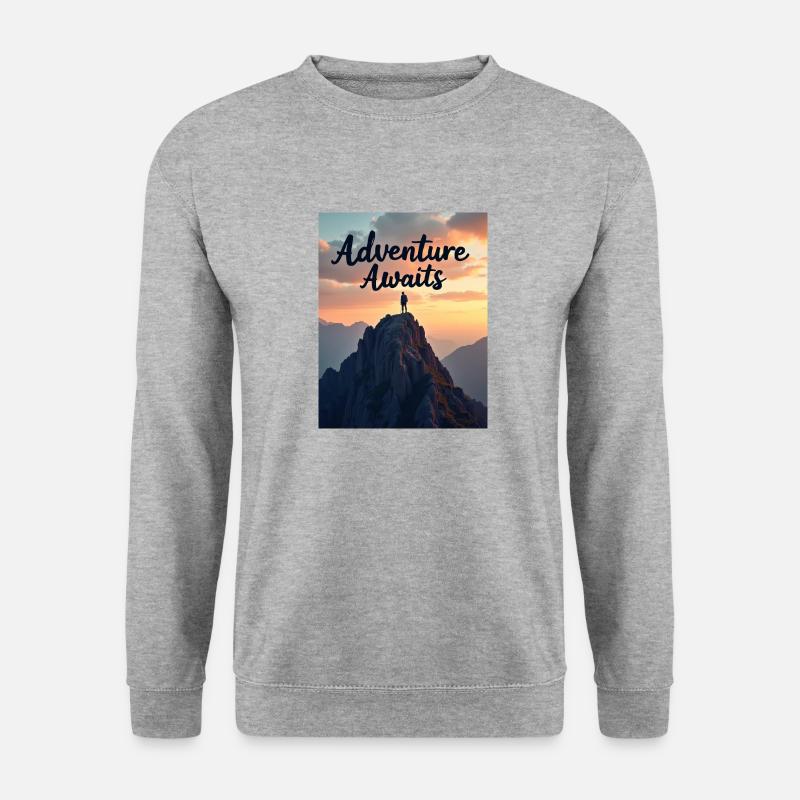 Das Abenteuer wartet - Unisex Pullover - Weißgrau meliert