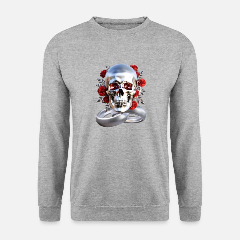 Skull with rings - Unisex Pullover - Weißgrau meliert