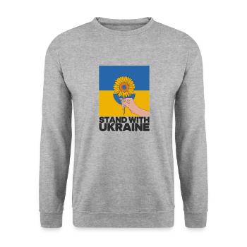 Stand with Ukraine Sunflower Art – Soutenir l’Ukraine - Sweat-shirt Unisexe - gris chiné - Devant - Alina (178cm) & Michal (187cm)