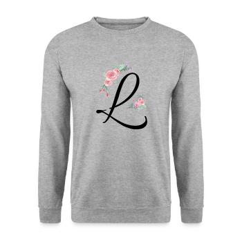 Letter l flowers - Unisex Sweatshirt - salt & pepper - Front - Alina (178cm) & Michal (187cm)