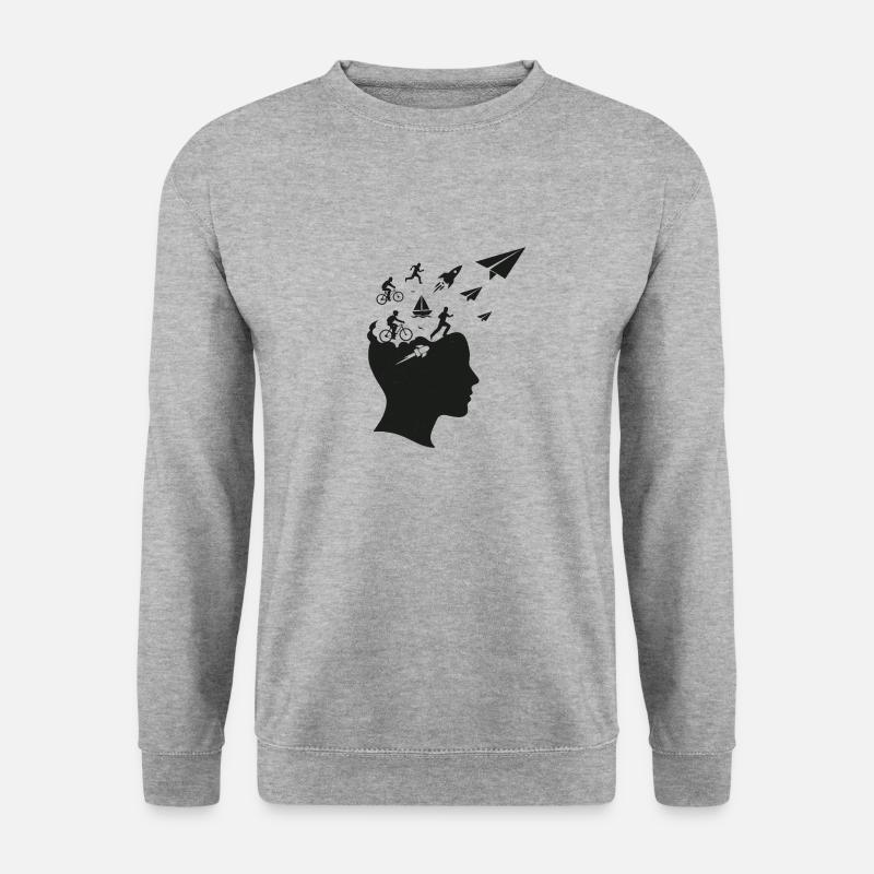 Gedankenflucht - Unisex Pullover - Weißgrau meliert