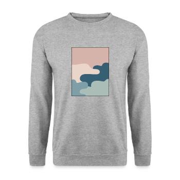 Pastell Muster Abstrakte Formen Kunst Wolken Farbe - Unisex Pullover - Weißgrau meliert - Vorne - Alina (178cm) & Michal (187cm)