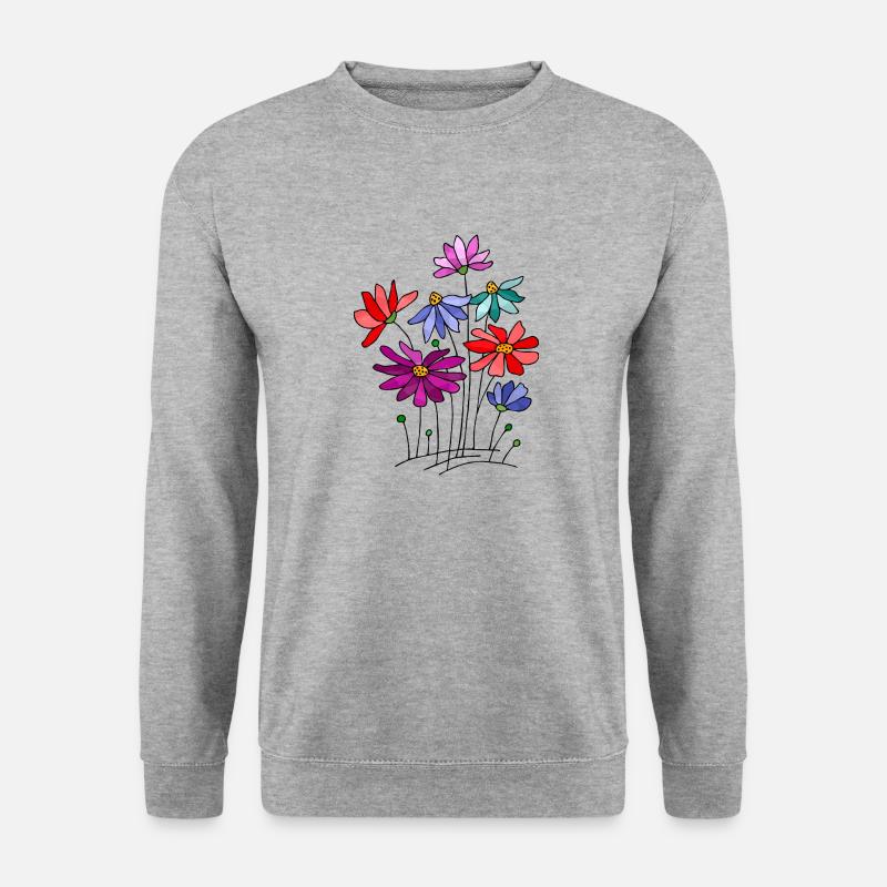 Blumen - Unisex Pullover - Weißgrau meliert