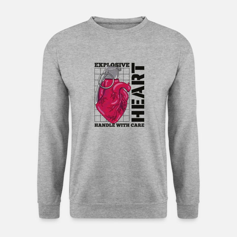 Explodierendes Herz - Unisex Pullover - Weißgrau meliert