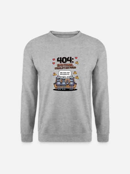 Lustige Roboterfamilie 404 Fehler Emotionale Stabilität N - Unisex Pullover - Weißgrau meliert