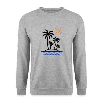 Palmiers d’été de l’île - Sweat-shirt Unisexe - gris chiné - Devant - Alina (178cm) & Michal (187cm)